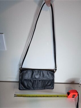 80s Black Leather Shoulder Bag - Brixton Vancouver Vintage Clutch